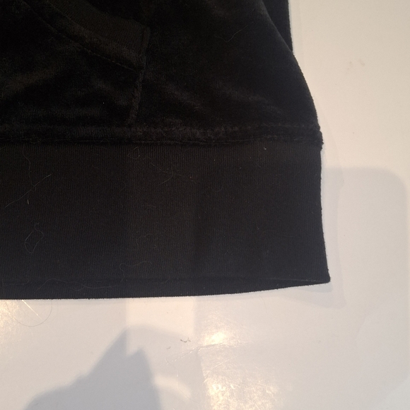 BCBG Women's Black Velour Sparkly Full Zip Track Jacket with Kangaroo Pocket XL - Picture 9 of 11